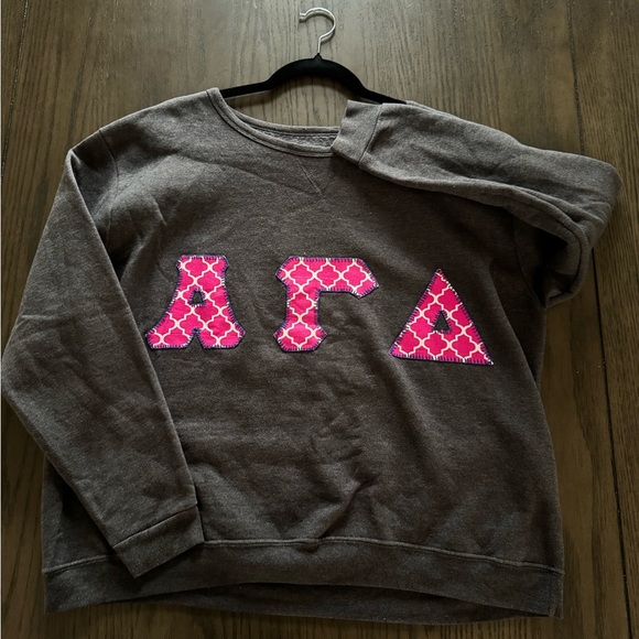 Hand-Embroidered Alpha Gamma Delta Crewneck Sweatshirt | AGD | ΑΓΔ - Picture 1 of 2